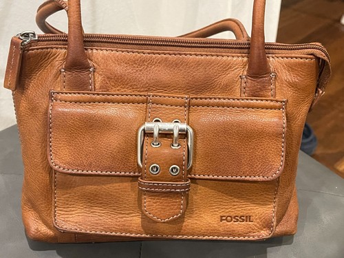 Fossil tan cognac pebbled - fossil,